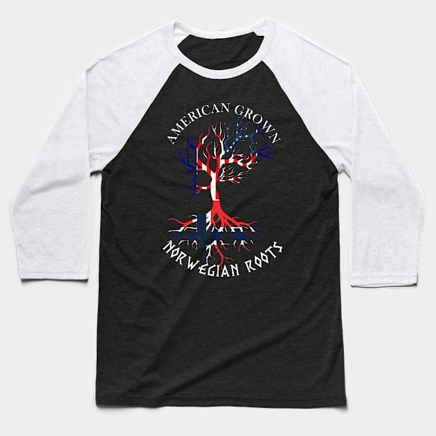 American Grown, Norwegian Roots Baseball T-Shirt by VikingHeart Designs